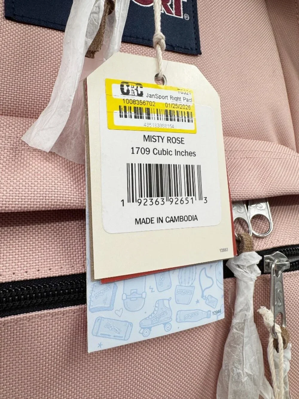 NEW JanSport Right Pack Backpack Misty Rose
